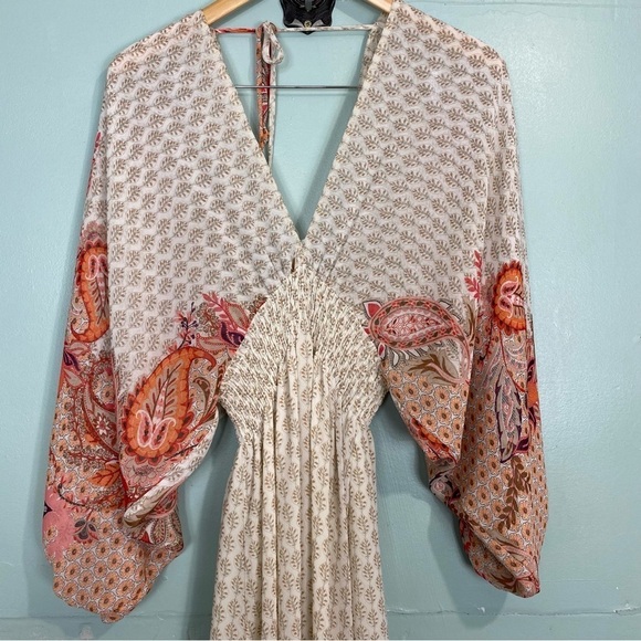 Misa Los Angeles Paisley Floral‎ Boho Dress Emala  V Neckline Vacation Sz Small - Picture 5 of 13
